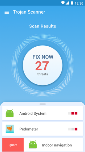 Android cleanup workflow in Trojan Scanner